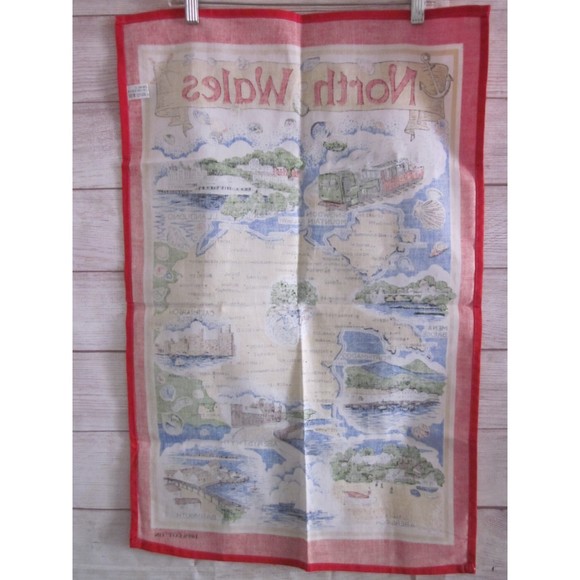Vintage North Wales Map Tea Towel Dish Towel 100% Cotton New Without Tags - Picture 5 of 5